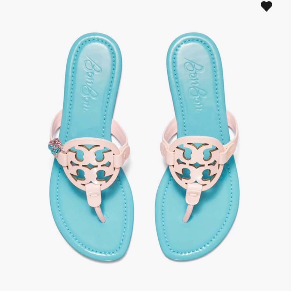 NIB, Tory Burch & BON BON COLABERATION Pink & Blue Sandals IN SIZE 8.5